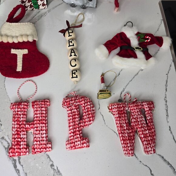 Christmas tree ornament lot santa Sled stocking monograms lighthouse camper - Picture 13 of 16